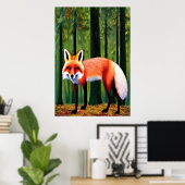 Rode vos in het bos | AI Art Poster (Thuiskantoor)