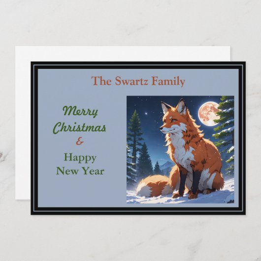 Rode vos in het bos bij maanlicht feestdagenkaart (Voorkant / Achterkant)