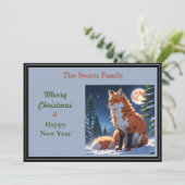 Rode vos in het bos bij maanlicht feestdagenkaart (Staand voorkant)