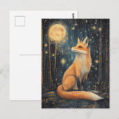 Rode vos in het bos bij nacht briefkaart (Voorkant / Achterkant)