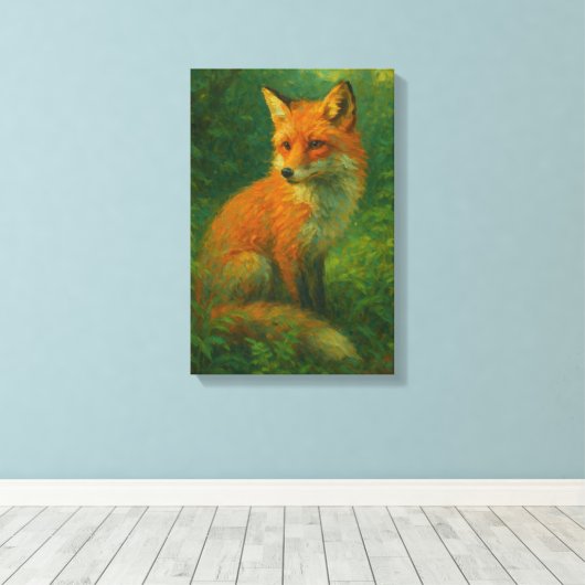 Rode vos in het bos - Wildlife Natuur Portret Canvas Afdruk (Insitu (Houten vloer))