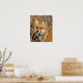 Rode vos in het onkruid poster (Keuken)