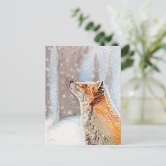 Rode vos in het sneeuwschilderende Briefkaart (Staand voorkant)