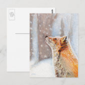 Rode vos in het sneeuwschilderende Briefkaart (Voorkant / Achterkant)