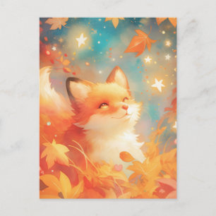 Rode Vos in Magische Herfstnacht Briefkaart