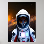 Rode vos in ruimtepak | AI Art Poster (Voorkant)