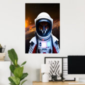 Rode vos in ruimtepak | AI Art Poster (Thuiskantoor)