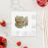 Rode Vos in Rustieke Country Cottage Illustratie Servet (Insitu)