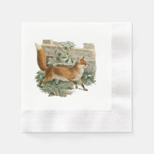 Rode Vos in Rustieke Country Cottage Illustratie Servet