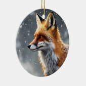 Rode vos in sneeuw Winter Fox Kerstmis Keramisch Ornament (Rechts)