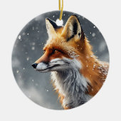 Rode vos in sneeuw Winter Fox Kerstmis Keramisch Ornament (Voorkant)
