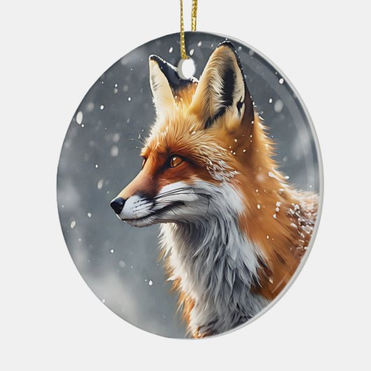 Rode vos in sneeuw Winter Fox Kerstmis Keramisch Ornament (Links)