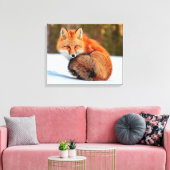 Rode Vos In Sneeuw | Yukon Canvas Afdruk (Insitu (Woonkamer))