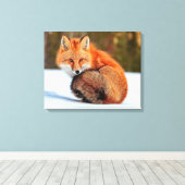 Rode Vos In Sneeuw | Yukon Canvas Afdruk (Insitu (Houten vloer))
