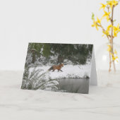 Rode vos in Winter Wonderland Kaart (Gele Bloem)