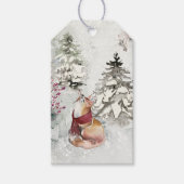 Rode Vos in Winter Wonderland Sneeuwsfeer Cadeaulabel (Voorkant)