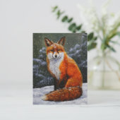 Rode vos in wintersneeuw feestdagenkaart (Staand voorkant)