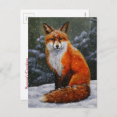 Rode vos in wintersneeuw feestdagenkaart (Voorkant / Achterkant)