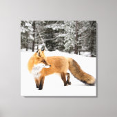 Rode vos in witte sneeuw canvas afdruk (Voorkant)