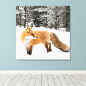 Rode vos in witte sneeuw canvas afdruk (Insitu (Houten vloer))