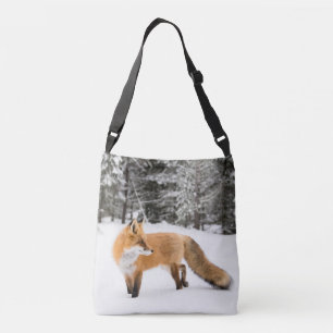 Rode vos in witte sneeuw crossbody tas