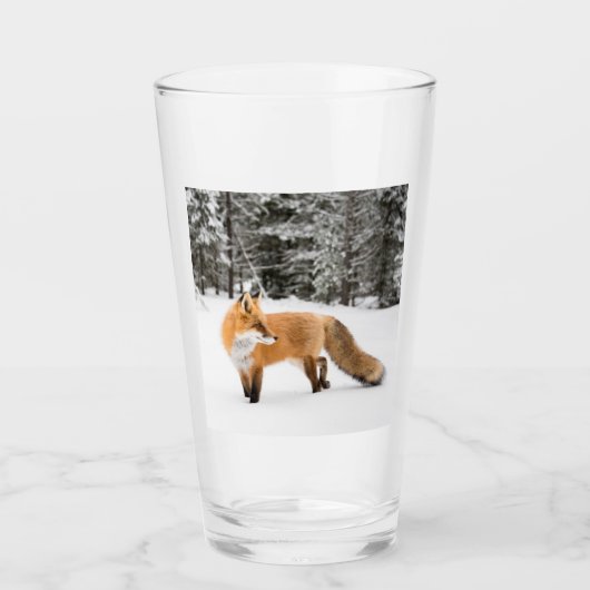 Rode vos in witte sneeuw glas (Voorkant)