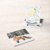 Rode vos in witte sneeuw kartonnen onderzetters (Insitu)