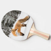 Rode vos in witte sneeuw tafeltennisbatje (Zijkant)