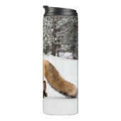 Rode vos in witte sneeuw thermosbeker (Geroteerd rechts)