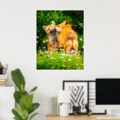 Rode Vos Jongen Muur Kunst | Wilde Weide Druk Poster (Thuiskantoor)