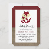 Rode Vos Jute Baby Shower Kaart (Voorkant)