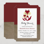 Rode Vos Jute Baby Shower Kaart (Voorkant / Achterkant)