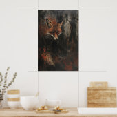 Rode Vos Kunst Printbare Sombere Bosvos Schilderin Poster (Keuken)