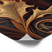 Rode vos met bladeren | Elegant Floral Animal Art Poster (Hoek)