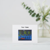 Rode vos met bomen in de nacht. visitekaartje (Staand voorkant)