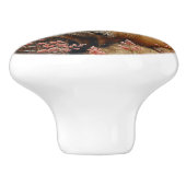 Rode vos met roze wilde bloemen schilderij keramische knop (Zijkant)