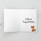 Rode vos met wit wijnglas kaart (Binnen)