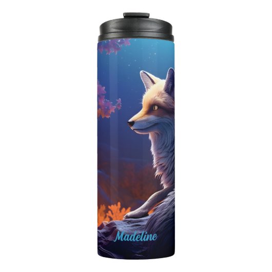 Rode vos nachtscène thermosbeker (Voorkant)