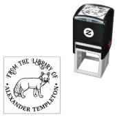 Rode vos-omtrek “Uit de bibliotheek van” Boeknaam Zelfinktende Stempel (In situ)