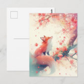 Rode Vos Onder Roze Kersenbloesem Briefkaart (Voorkant / Achterkant)