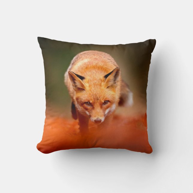 Rode vos op oranje herfstbladeren. Cute Red Kussen (Voorkant)