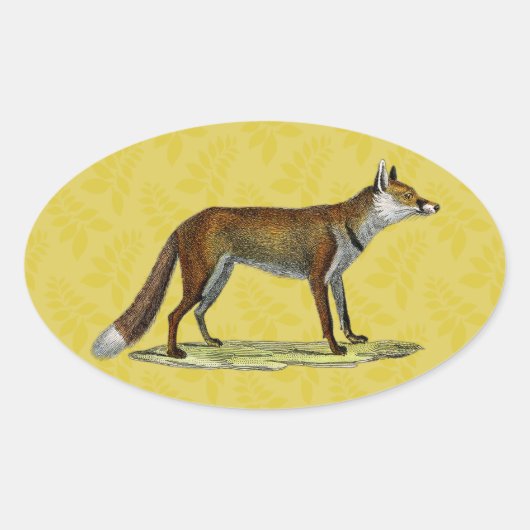 rode vos ovale sticker (Voorkant)