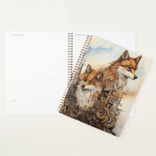 Rode vos Paar Steampunk Waterverf 3 Planner (Display)