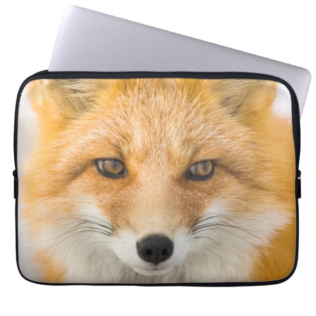 Rode Vos Portret Laptop Sleeve (Voorkant)