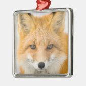 Rode Vos Portret Metalen Ornament (Links)