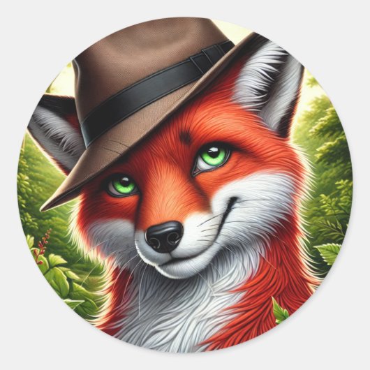 Rode vos ronde sticker (Voorkant)