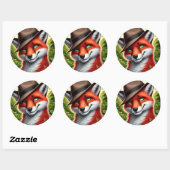 Rode vos ronde sticker (Vel)