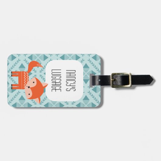 Rode Vos Schattig Bosdier Bagage Label (Voorkant horizontaal)