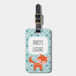 Rode Vos Schattig Bosdier Bagage Label