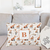 Rode vos schattig dier kwekerij monogram accent kussen